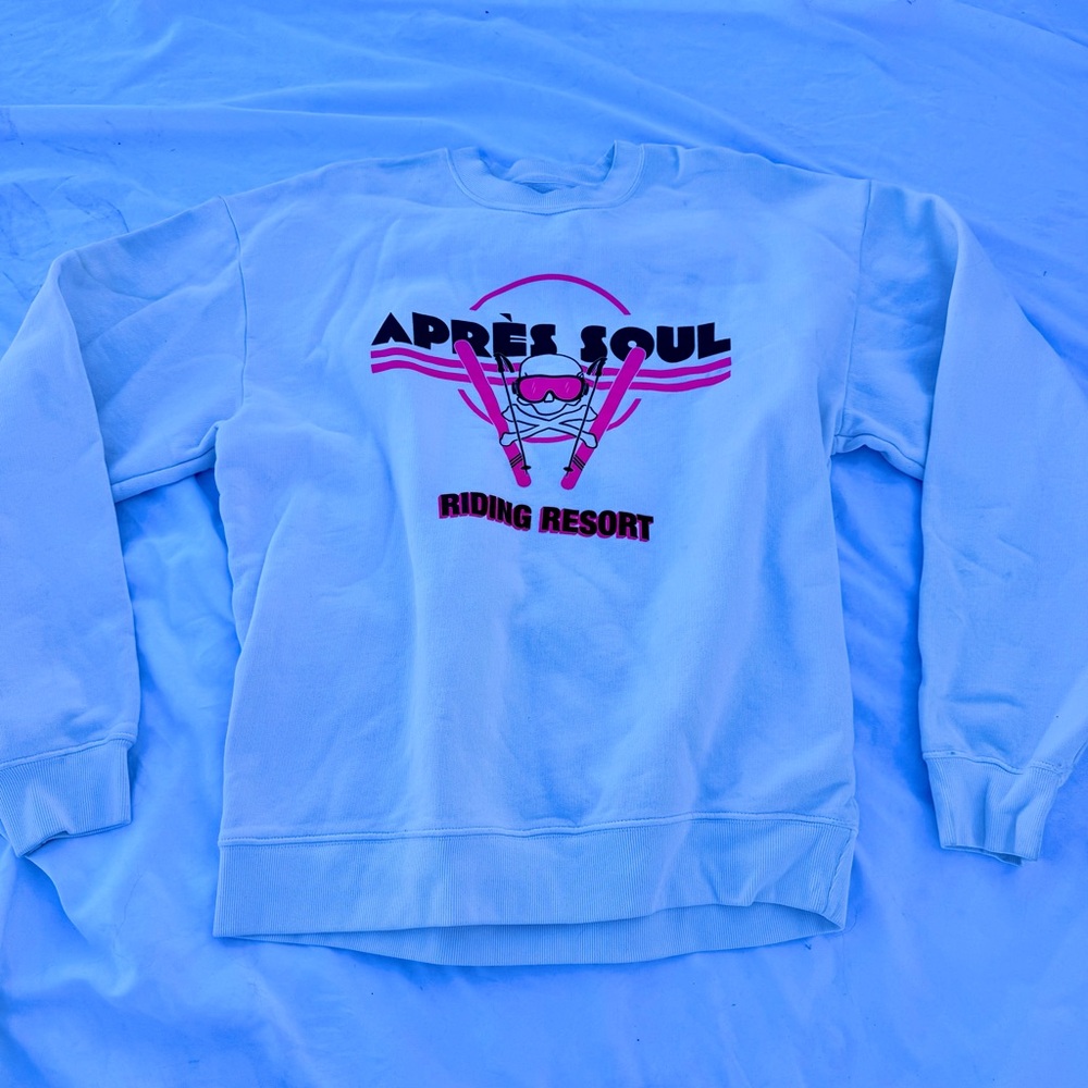 Apres Soul Riding Resort Sweatshirt White Pink Ski M